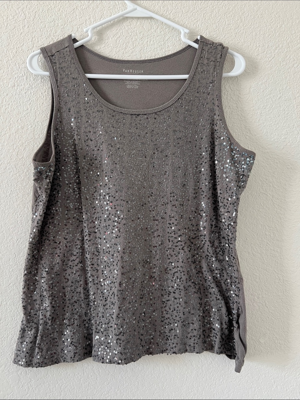 Van Heusen Women's Gray Sequin Tank